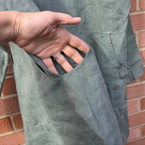 Flax Oversized Long Tunic Top Sage Green Large - Picture 6 of 6